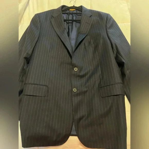 Loro Piana Hickey Freeman Beacon Navy Pinstripe Sportcoat 100% Wool 44 R - Picture 3 of 7